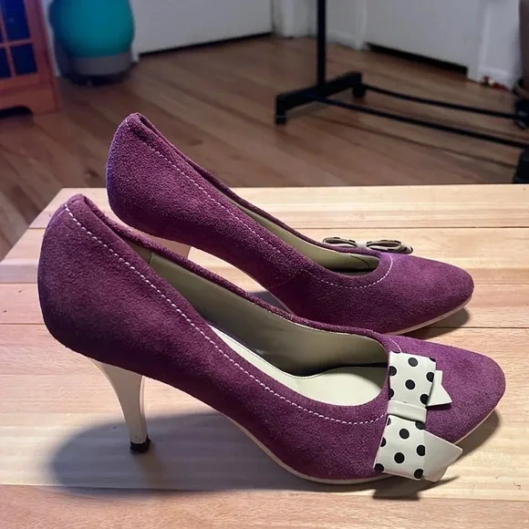 Lola Ramona Revisited plum vintage suade hills. Size 7 - Picture 1 of 7